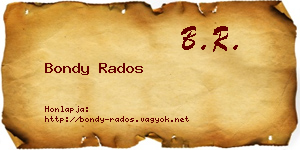 Bondy Rados névjegykártya